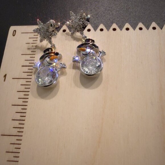 Snowman & Snowflake Drop Earrings - Picture 2 of 7